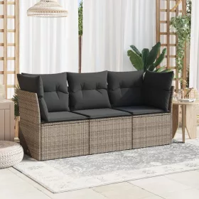    3 részes szürke polyrattan kerti ülőgarnitúra párnákkal