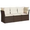  3 részes barna polyrattan kerti ülőgarnitúra párnával
