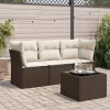  4 részes barna polyrattan kerti ülőgarnitúra párnákkal
