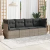  4 részes szürke polyrattan kerti ülőgarnitúra párnákkal