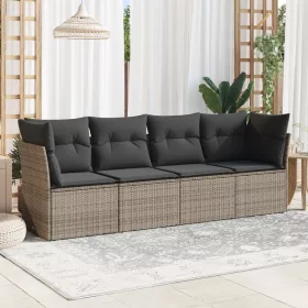    4 részes szürke polyrattan kerti ülőgarnitúra párnákkal