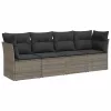  4 részes szürke polyrattan kerti ülőgarnitúra párnákkal