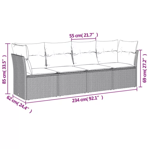  4 részes szürke polyrattan kerti ülőgarnitúra párnákkal