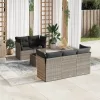  6 részes világosszürke polyrattan kerti ülőgarnitúra párnákkal