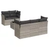  6 részes világosszürke polyrattan kerti ülőgarnitúra párnákkal
