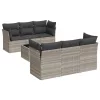  7 részes világosszürke polyrattan kerti ülőgarnitúra párnákkal