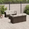  7 részes barna polyrattan kerti ülőgarnitúra párnákkal