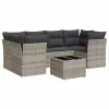  7 részes világosszürke polyrattan kerti ülőgarnitúra párnákkal