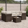  7 részes barna polyrattan kerti ülőgarnitúra párnákkal
