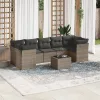  8 részes szürke polyrattan kerti ülőgarnitúra párnákkal