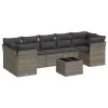  8 részes szürke polyrattan kerti ülőgarnitúra párnákkal