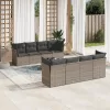  9 részes szürke polyrattan kerti ülőgarnitúra párnákkal