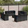  13 részes fekete polyrattan kerti ülőgarnitúra párnákkal