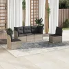  5 részes világosszürke polyrattan kerti ülőgarnitúra párnákkal
