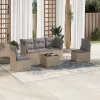  6 részes bézs polyrattan kerti ülőgarnitúra párnával