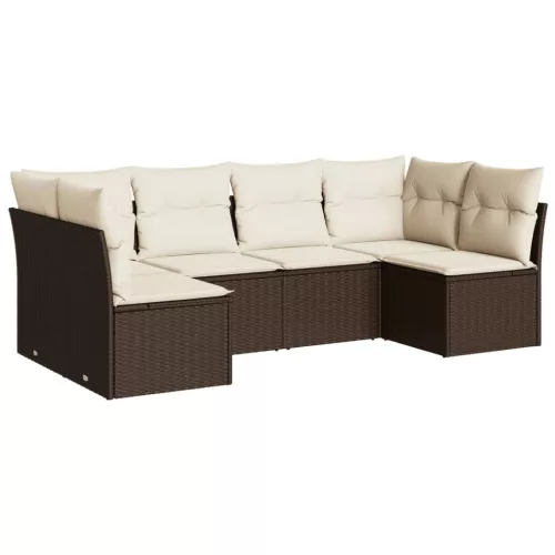  6 részes barna polyrattan kerti ülőgarnitúra párnával