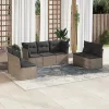  7 részes szürke polyrattan kerti ülőgarnitúra párnákkal