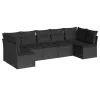  7 részes fekete polyrattan kerti ülőgarnitúra párnával