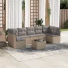  8 részes bézs polyrattan kerti ülőgarnitúra párnával