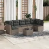  8 részes szürke polyrattan kerti ülőgarnitúra párnákkal
