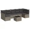  8 részes szürke polyrattan kerti ülőgarnitúra párnákkal