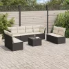  9 részes fekete polyrattan kerti ülőgarnitúra párnákkal