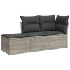  3 részes világosszürke polyrattan kerti ülőgarnitúra párnával