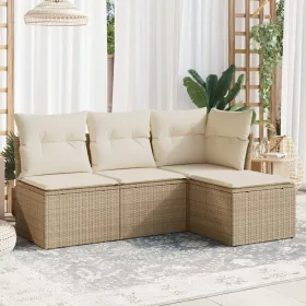    4 részes bézs polyrattan kerti ülőgarnitúra párnákkal