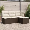  4 részes barna polyrattan kerti ülőgarnitúra párnákkal
