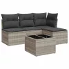  5 részes világosszürke polyrattan kerti ülőgarnitúra párnákkal