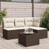  5 részes barna polyrattan kerti ülőgarnitúra párnával