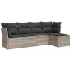  5 részes világosszürke polyrattan kerti ülőgarnitúra párnákkal