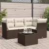  5 részes barna polyrattan kerti ülőgarnitúra párnával