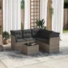  6 részes szürke polyrattan kerti ülőgarnitúra párnákkal
