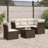  6 részes barna polyrattan kerti ülőgarnitúra párnával