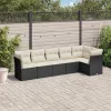 6 részes fekete polyrattan kerti ülőgarnitúra párnákkal