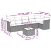  7 részes fekete polyrattan kerti ülőgarnitúra párnával