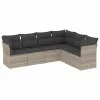  6 részes világosszürke polyrattan kerti ülőgarnitúra párnákkal