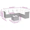  7 részes fekete polyrattan kerti ülőgarnitúra párnával