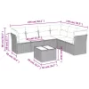  7 részes szürke polyrattan kerti ülőgarnitúra párnákkal