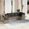  6 részes szürke polyrattan kerti ülőgarnitúra párnákkal