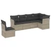  6 részes világosszürke polyrattan kerti ülőgarnitúra párnákkal
