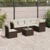  7 részes barna polyrattan kerti ülőgarnitúra párnákkal