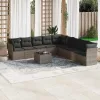  10 részes szürke polyrattan kerti ülőgarnitúra párnákkal