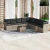  10 részes világosszürke polyrattan kerti ülőgarnitúra párnákkal