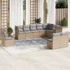  10 részes bézs polyrattan kerti ülőgarnitúra párnával
