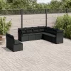  9 részes fekete polyrattan kerti ülőgarnitúra párnákkal
