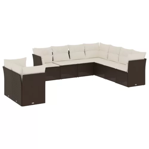  9 részes barna polyrattan kerti ülőgarnitúra párnákkal