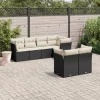  7 részes fekete polyrattan kerti ülőgarnitúra párnával