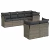  7 részes szürke polyrattan kerti ülőgarnitúra párnákkal
